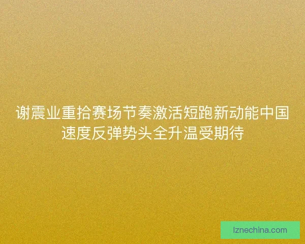 谢震业重拾赛场节奏激活短跑新动能中国速度反弹势头全升温受期待